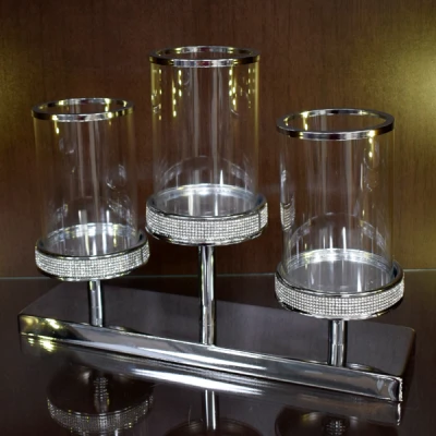 TARA-ŚWIECZNIK METALOWY Z KOLSZEM 3-RAMIENNY SILVER 11666