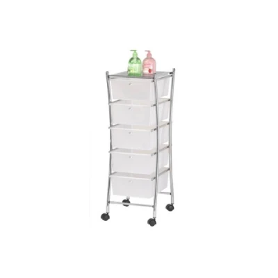 MX3053-REGAŁ NA KÓŁKACH Z 5 PLASTIKOWYMI PÓŁKAMI