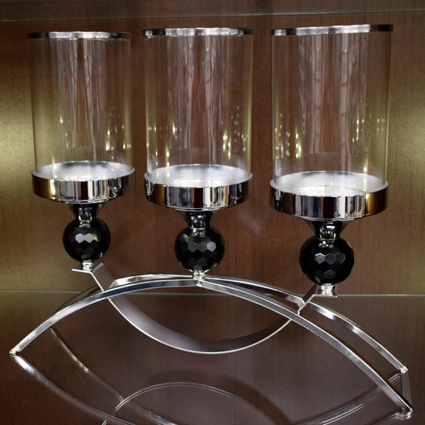 TARA-ŚWIECZNIK METALOWY Z KOLSZEM 3-RAMIENNY SILVER 11751