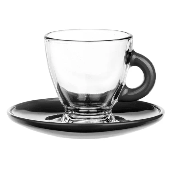 GLA-KPL. FILIŻANKA+SPODEK 85ML CZARNE *UCHO*